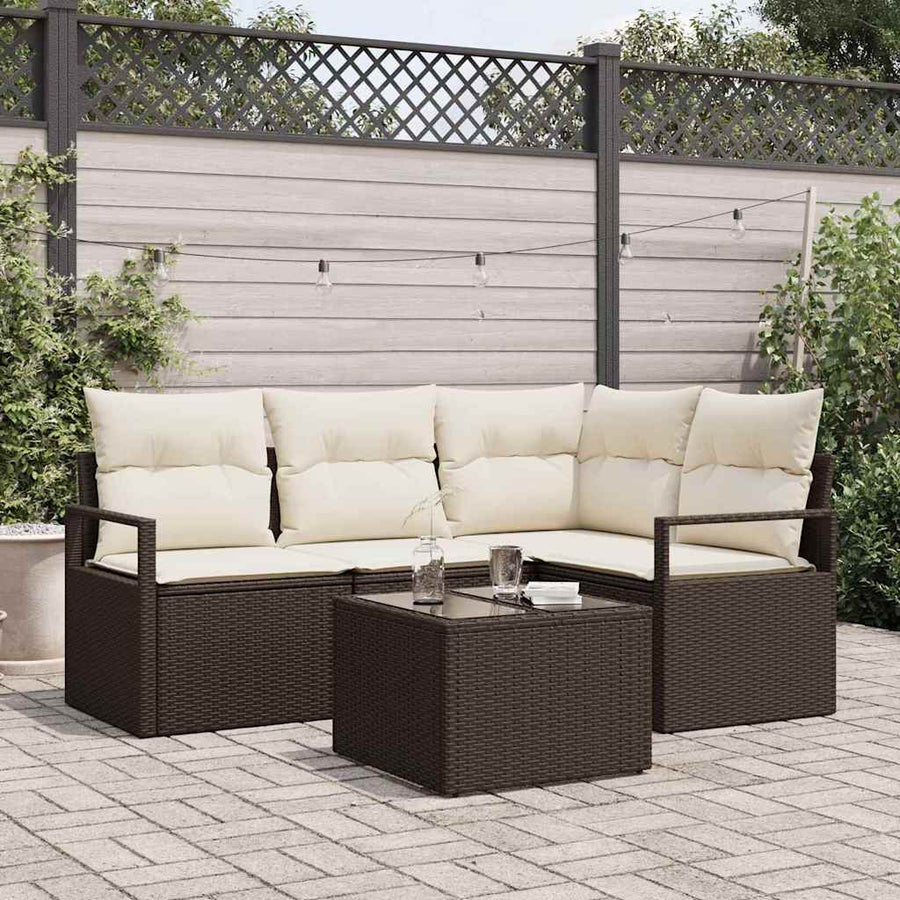 Bankstel 5 pcs Bruin poly rattan