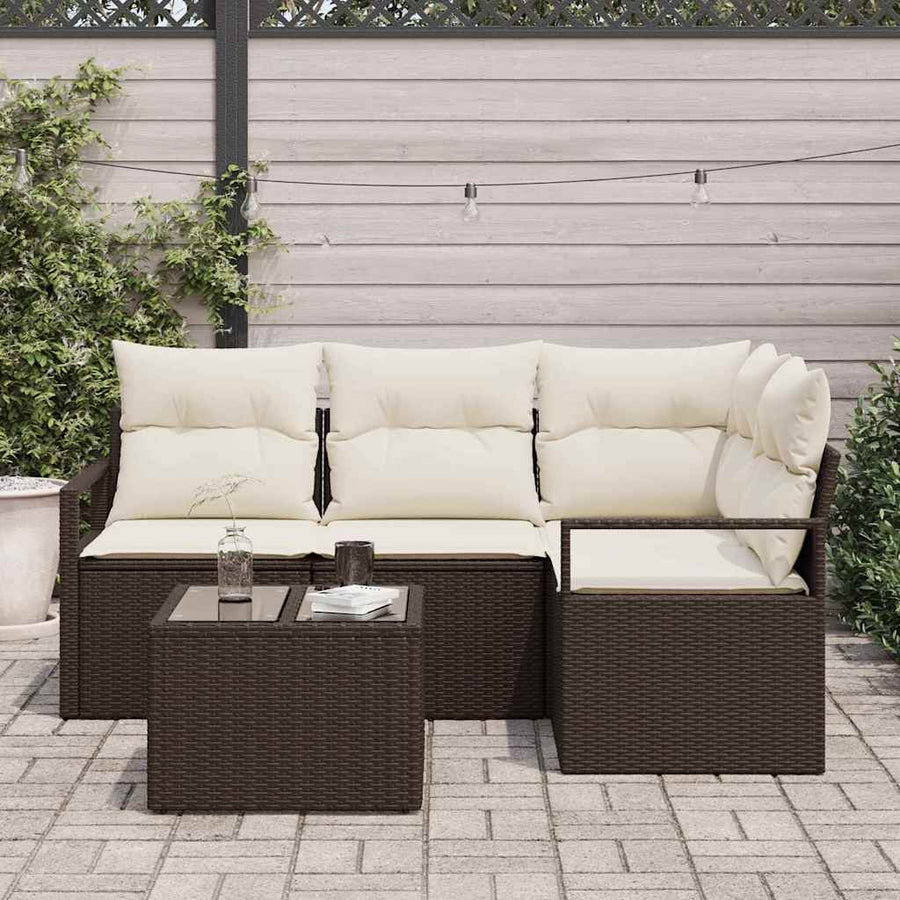 Bankstel 5 pcs Bruin poly rattan
