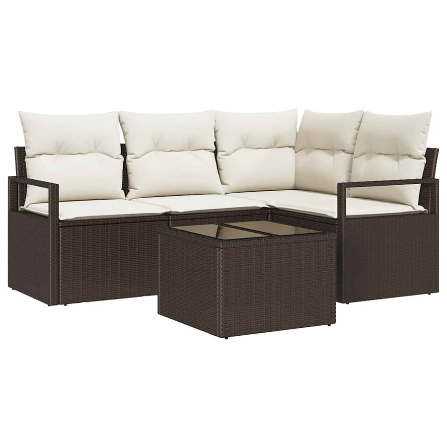 Bankstel 5 pcs Bruin poly rattan