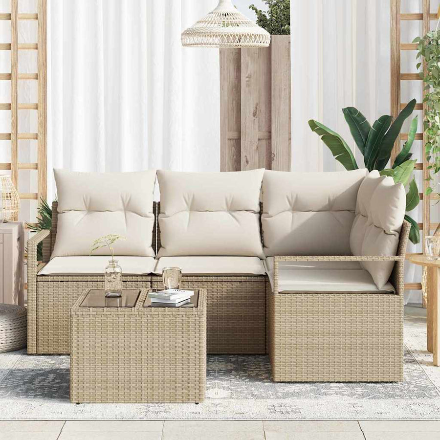 Bankstel 5 pcs Beige poly rattan