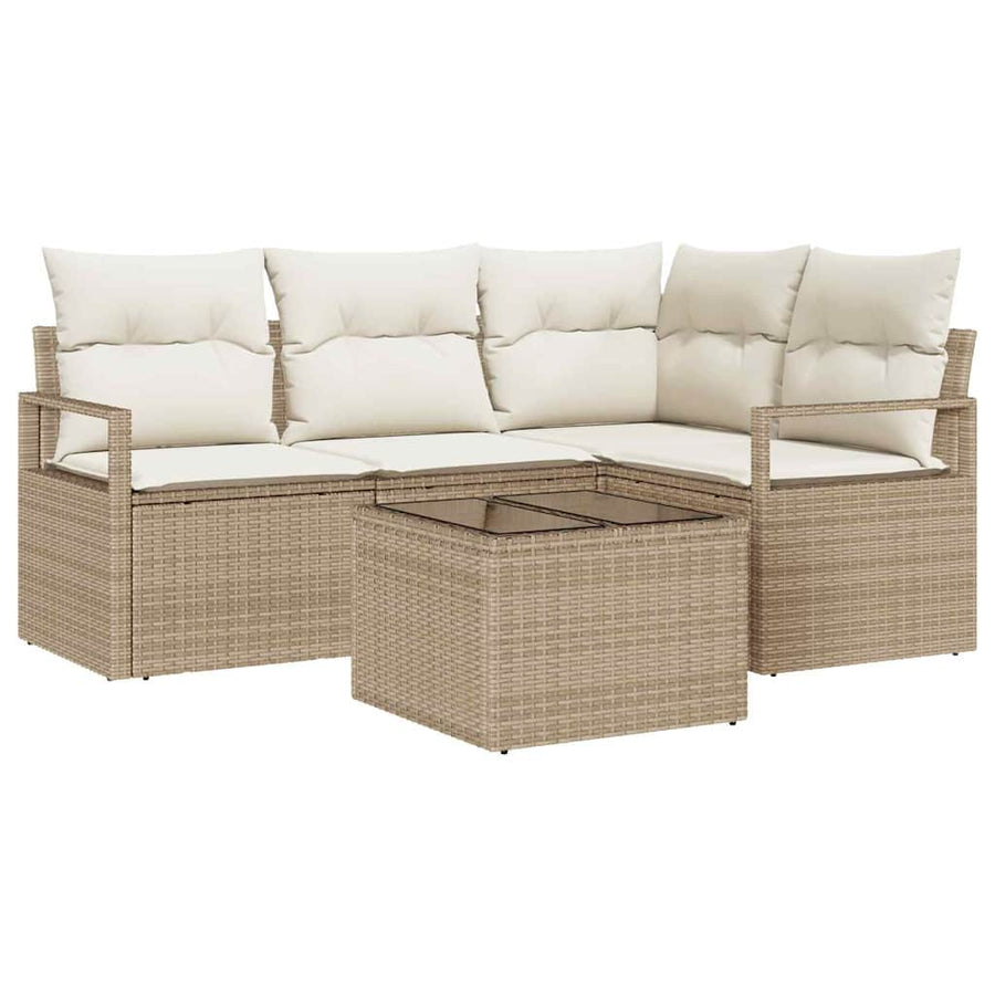 Bankstel 5 pcs Beige poly rattan