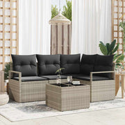 Bankstel 5-delig lichtgrijs poly rattan
