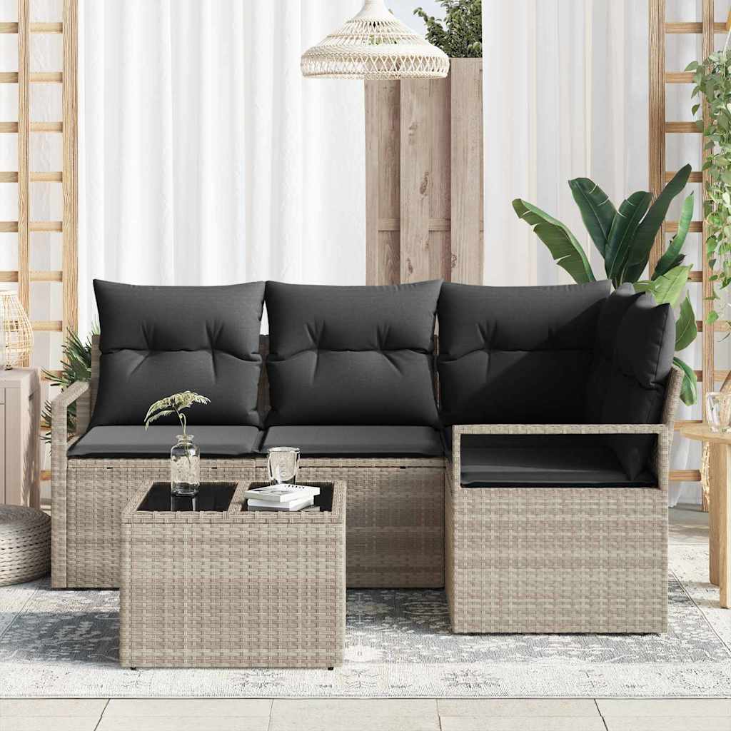 Bankstel 5 pcs Lichtgrijs poly rattan