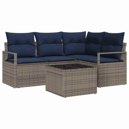 Bankstel 5 pcs Grijs poly rattan