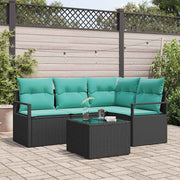 Bankstel poly rattan 5-delig zwart