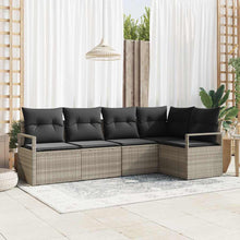 Bankstel met kussen 5 pcs Lichtgrijs poly rattan