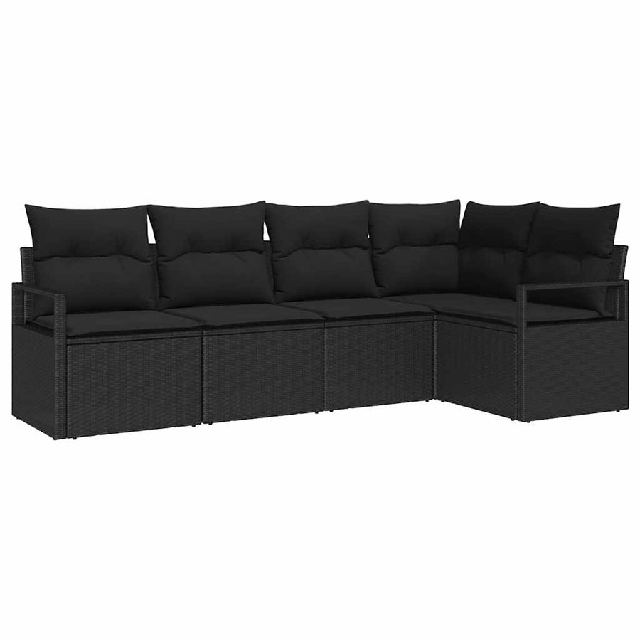 Bankstel 5 pcs Zwart poly rattan