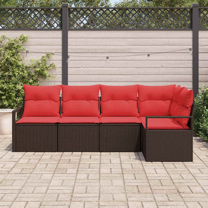 Bankstel 5 pcs Bruin poly rattan