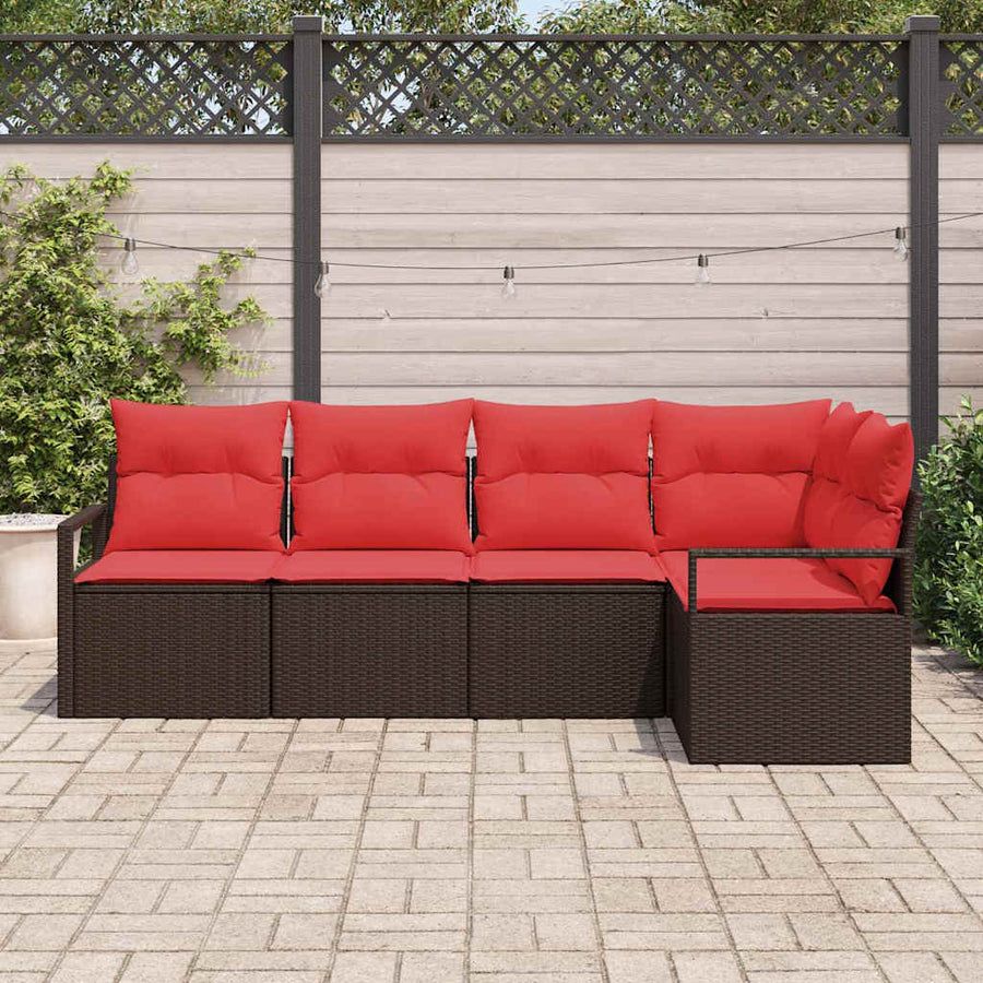 Bankstel 5 pcs Bruin poly rattan