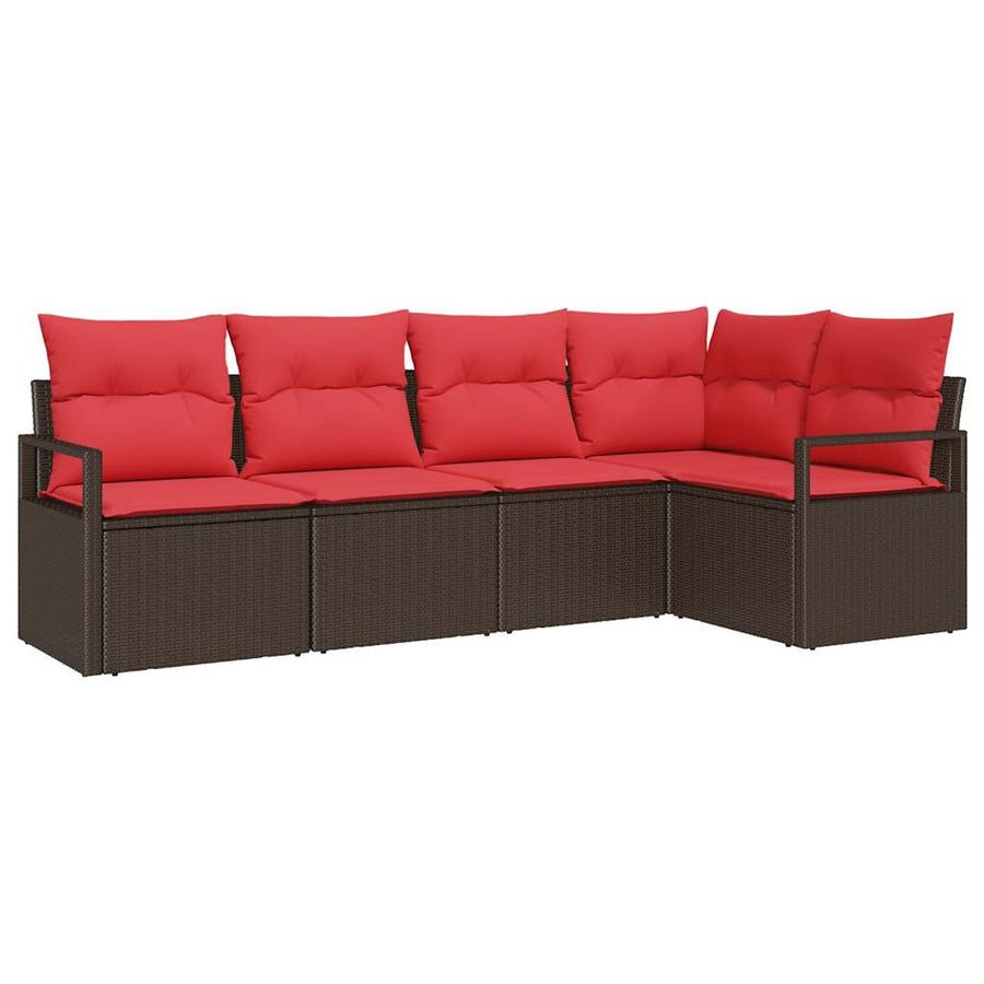 Bankstel 5 pcs Bruin poly rattan