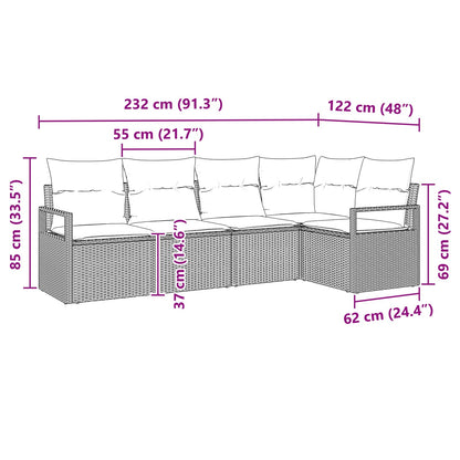 Bankstel 5 pcs Bruin poly rattan