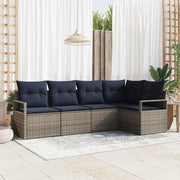 Tuinbankstel 5-delig grijs poly rattan
