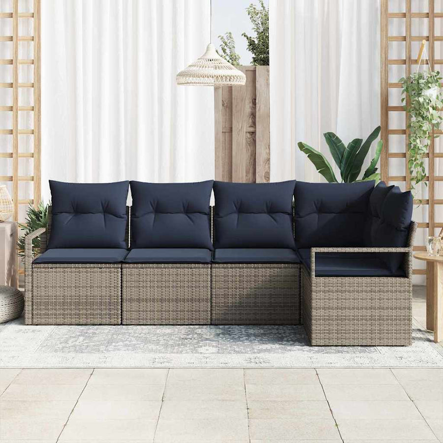 Bankstel 5 pcs Grijs poly rattan