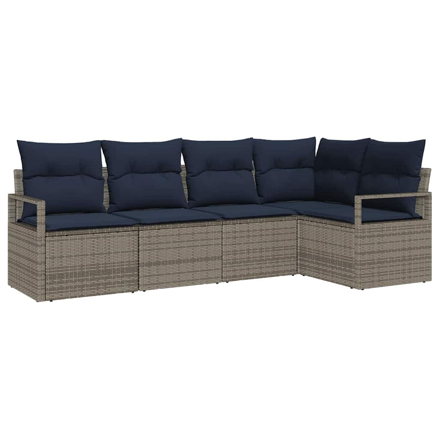 Bankstel 5 pcs Grijs poly rattan
