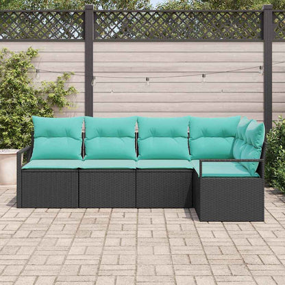 Bankstel 5 pcs Zwart poly rattan