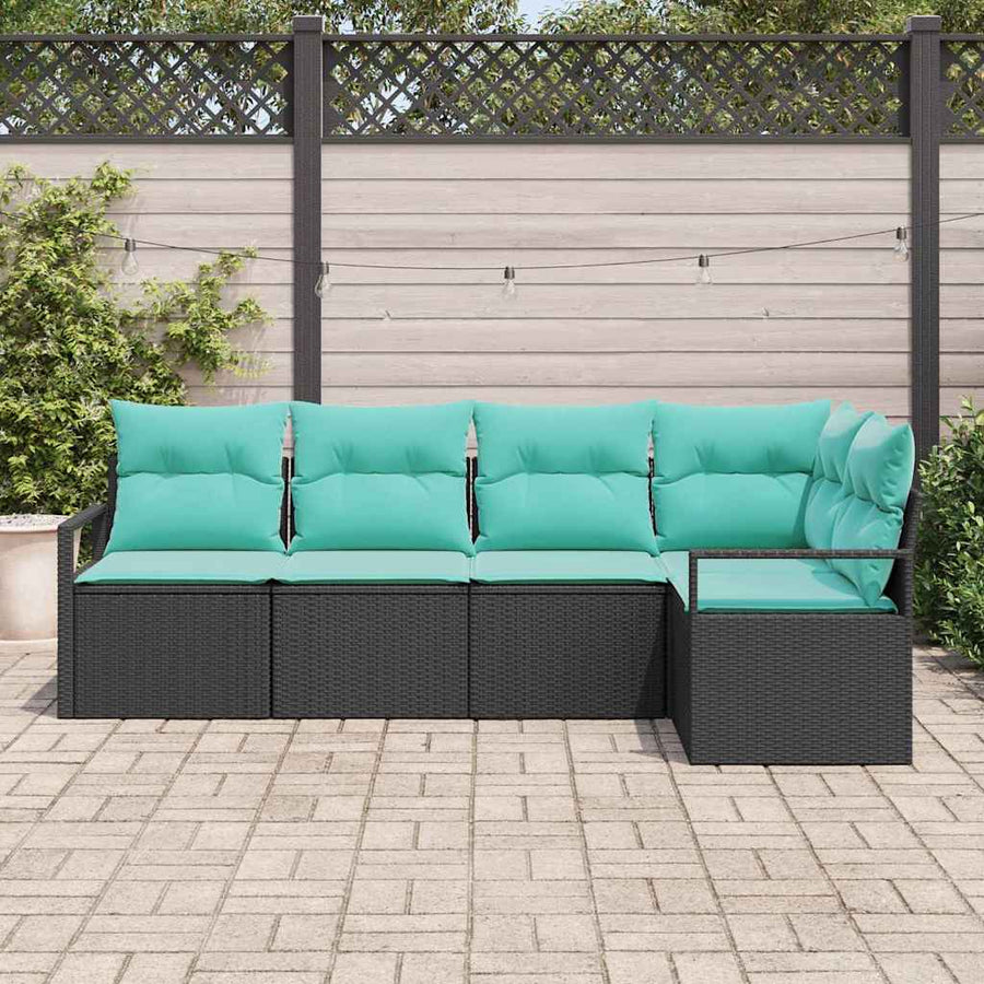 Bankstel 5 pcs Zwart poly rattan