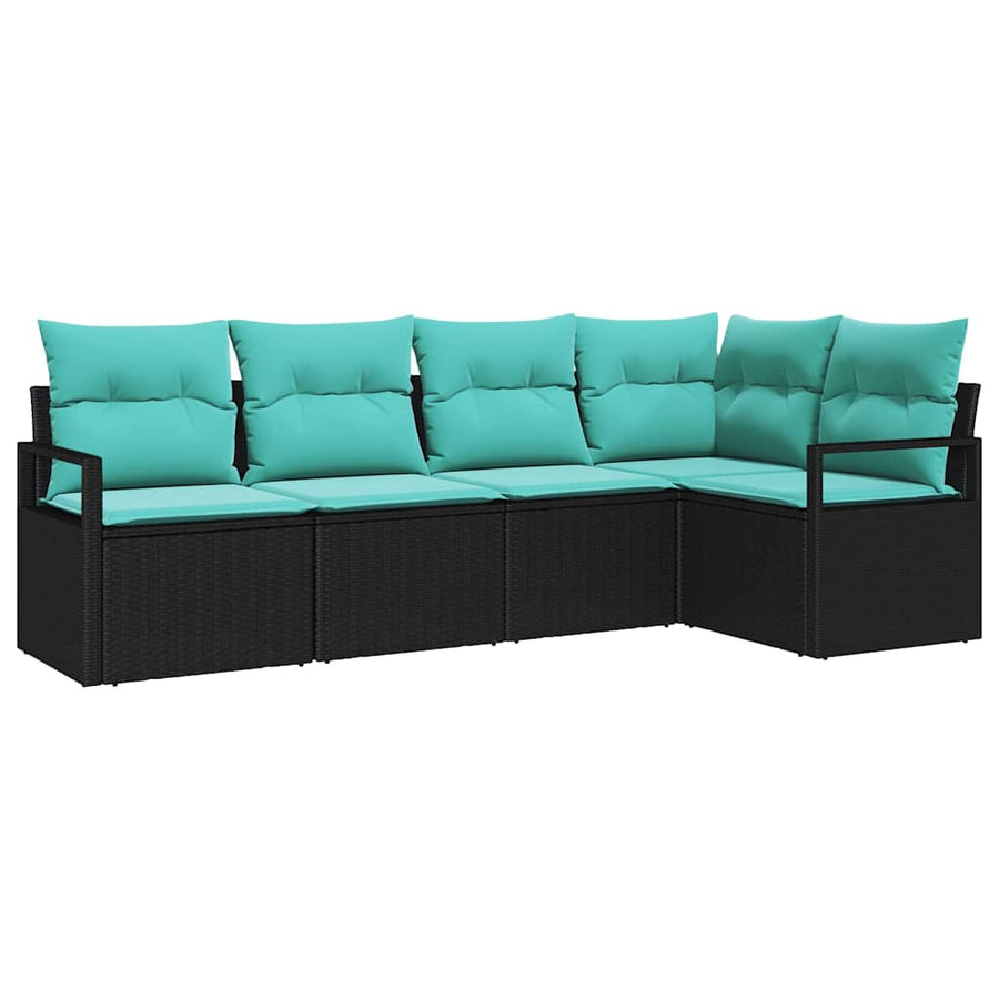 Bankstel 5 pcs Zwart poly rattan