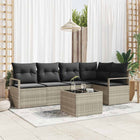 Rattan sofa set with cushions 6 pcs Light grey poly rattan