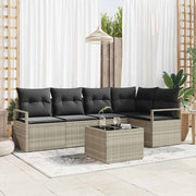 Bankstel 6-delig lichtgrijs poly rattan