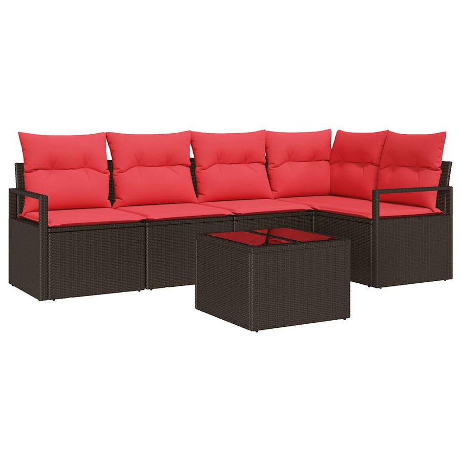 Bankstel 6 pcs Bruin poly rattan