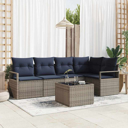 Bankstel 6 pcs Grijs poly rattan