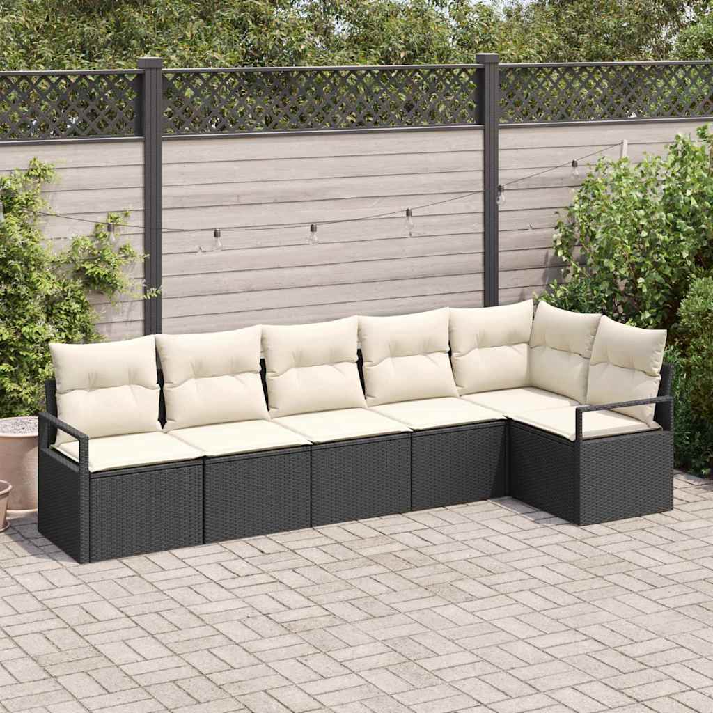 Bankstel 6 pcs Zwart poly rattan