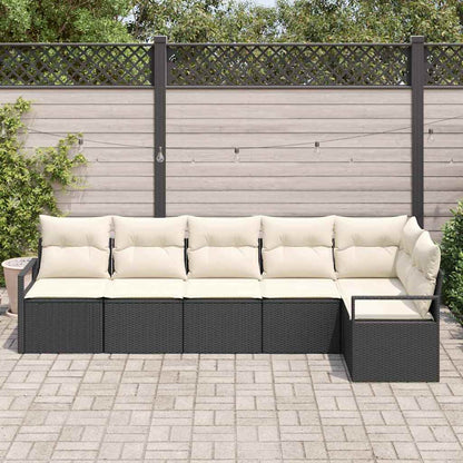 Bankstel 6 pcs Zwart poly rattan