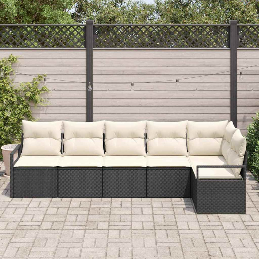 Bankstel 6 pcs Zwart poly rattan