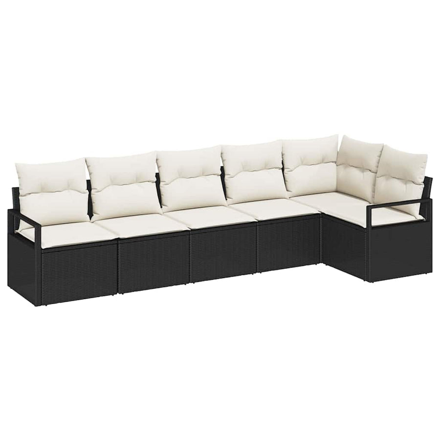 Bankstel 6 pcs Zwart poly rattan