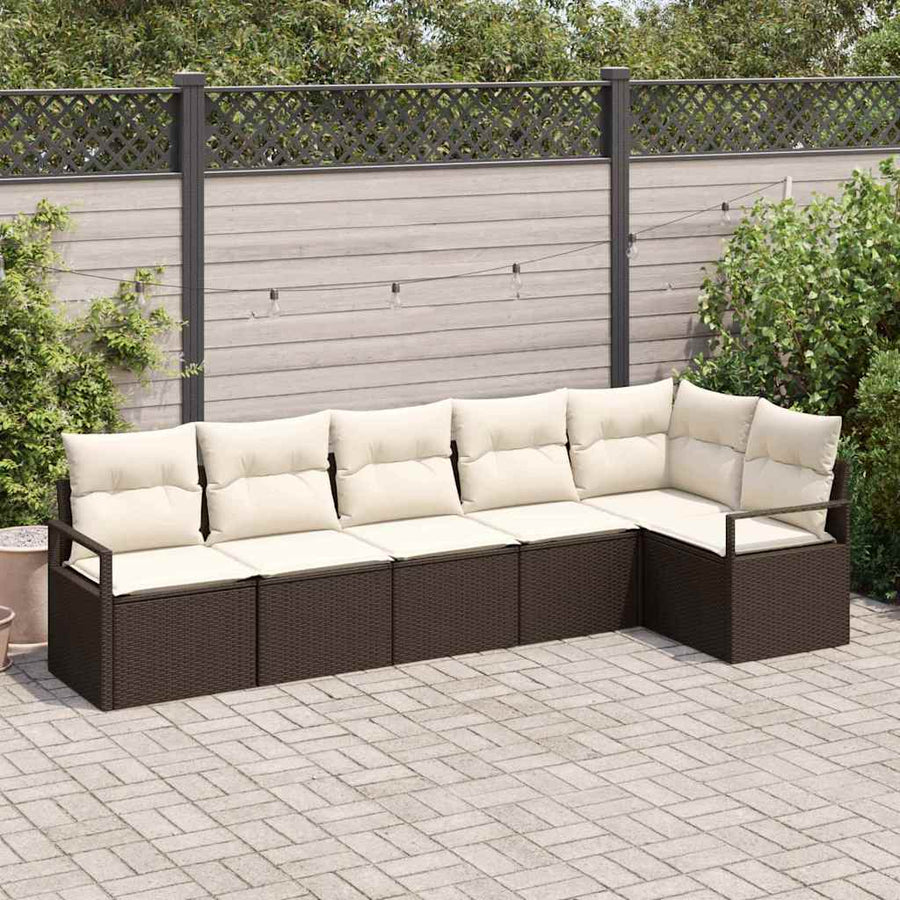 Bankstel 6 pcs Bruin poly rattan