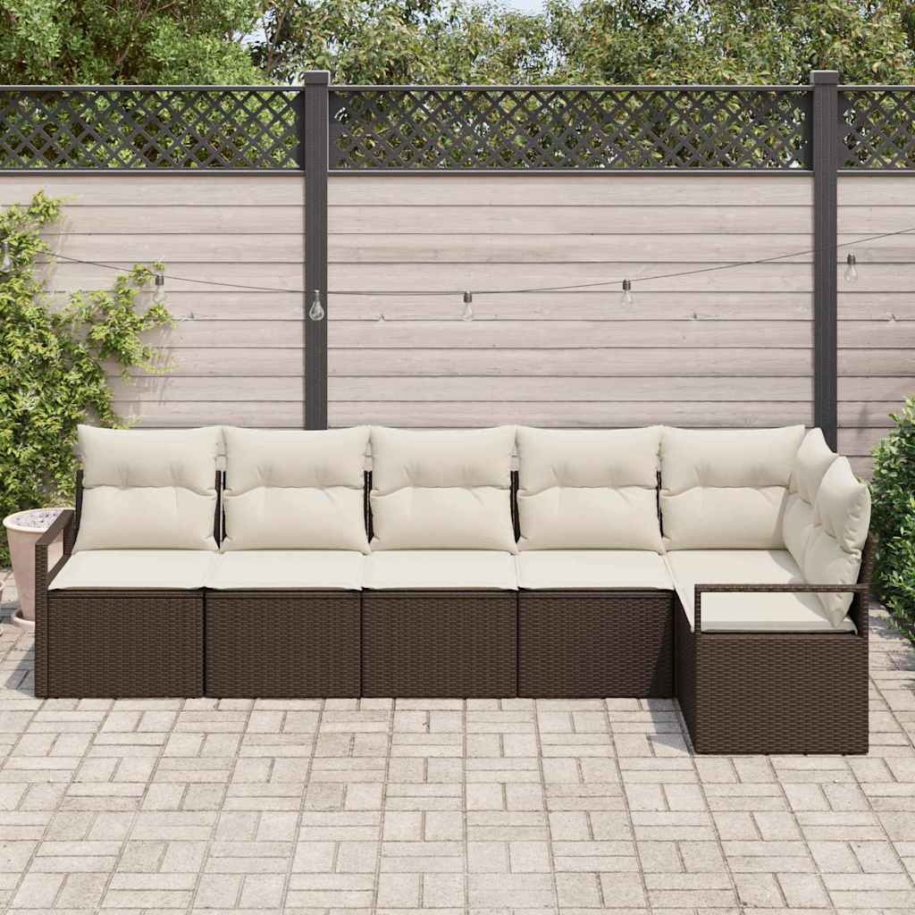 Bankstel 6 pcs Bruin poly rattan
