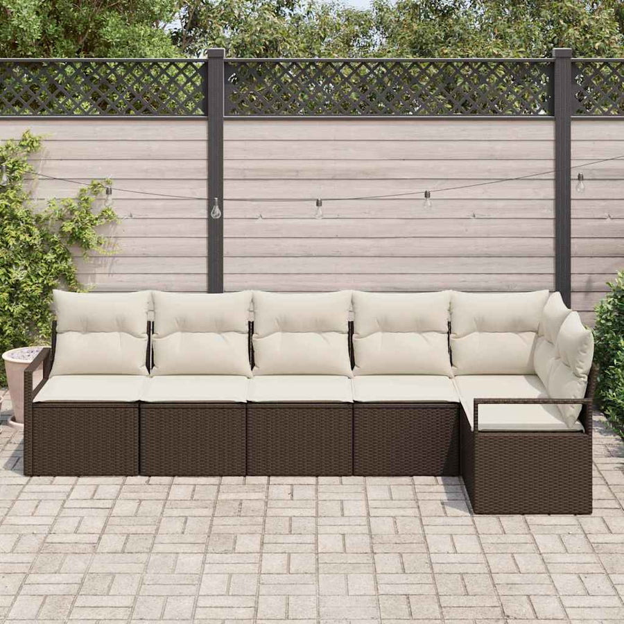 Bankstel 6 pcs Bruin poly rattan