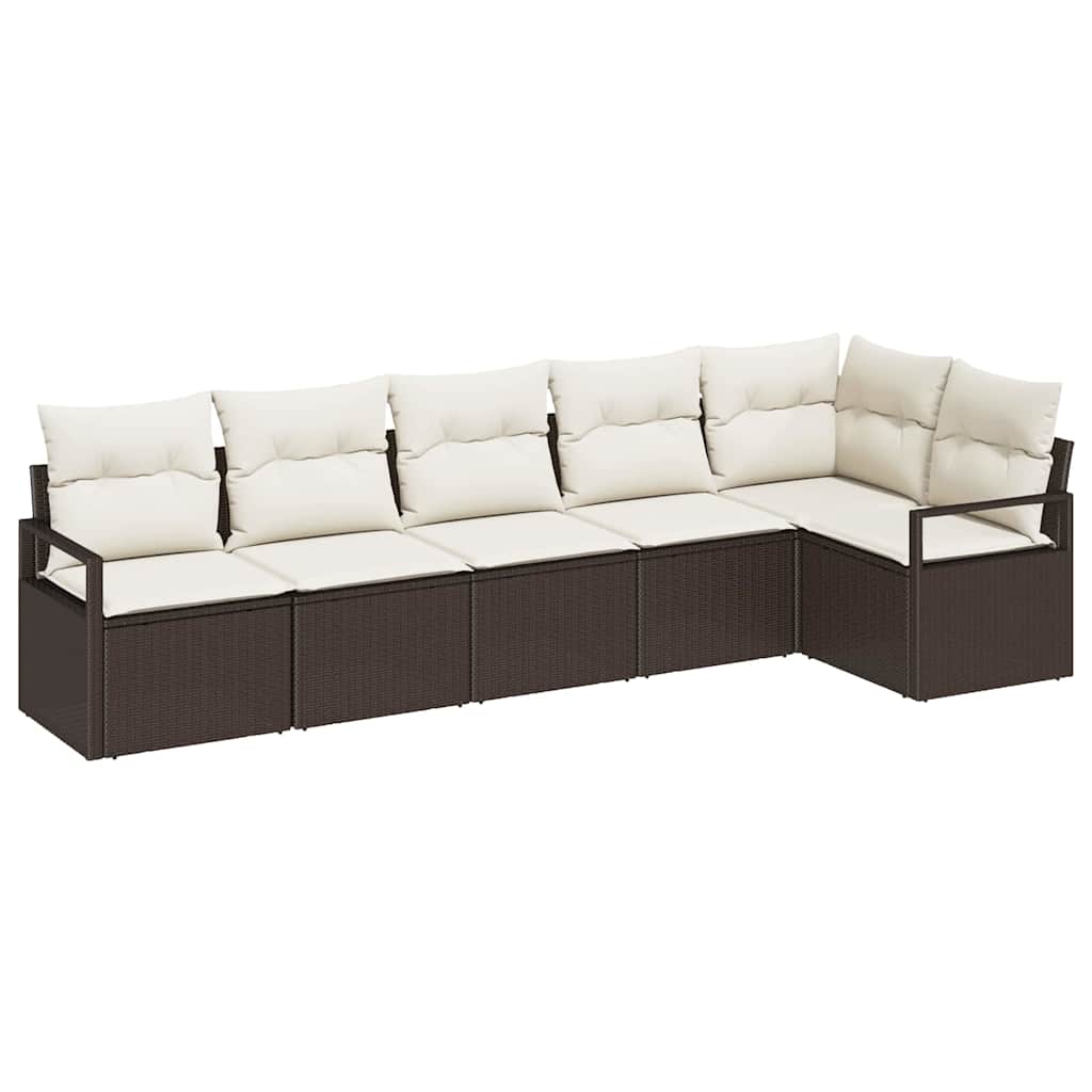 Bankstel 6 pcs Bruin poly rattan