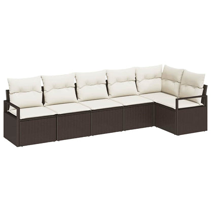 Bankstel 6 pcs Bruin poly rattan