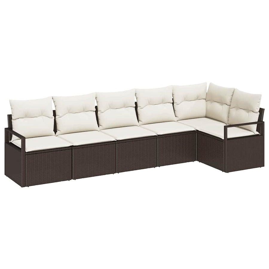 Bankstel 6 pcs Bruin poly rattan
