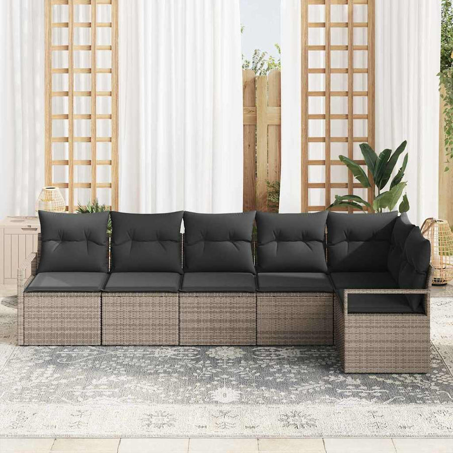 Bankstel 6 pcs Grijs poly rattan