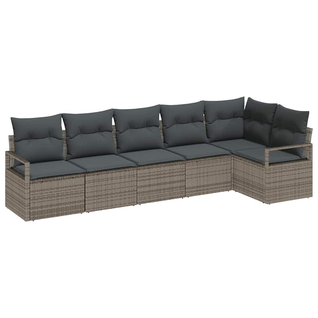 Bankstel 6 pcs Grijs poly rattan