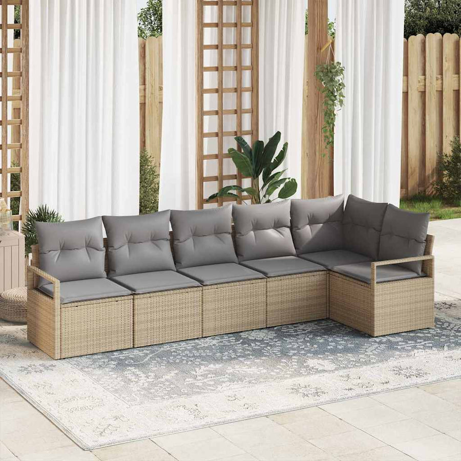 Bankstel 6 pcs Beige poly rattan