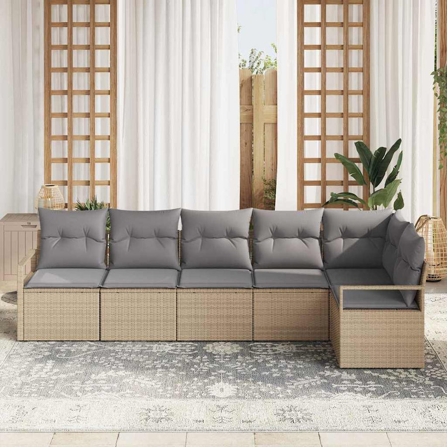 Bankstel 6 pcs Beige poly rattan