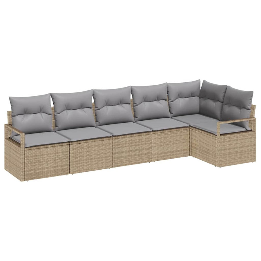 Bankstel 6 pcs Beige poly rattan