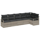 Loungeset lichtgrijs poly rattan 6 personen
