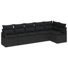 6-piece Sofa Set Black poly rattan