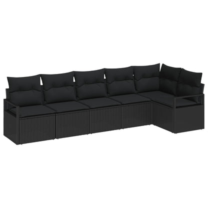 Bankstel 6 pcs Zwart poly rattan