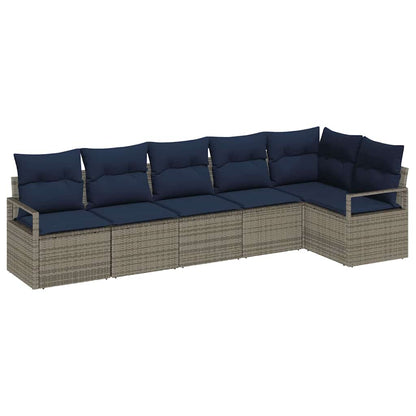 Bankstel 6 pcs Grijs poly rattan