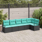 Bankstel poly rattan 6 personen zwart