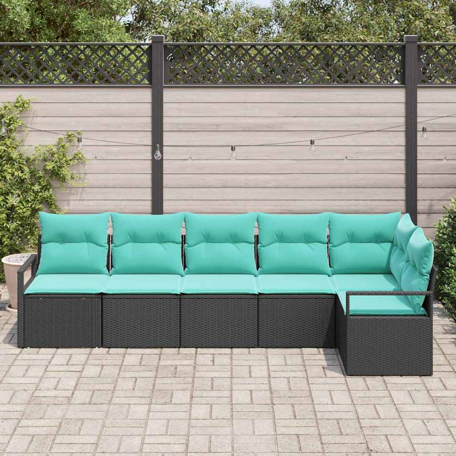 Bankstel 6 pcs Zwart poly rattan