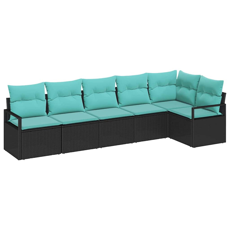Bankstel 6 pcs Zwart poly rattan