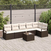 Tuinset poly rattan bruin 7-delig