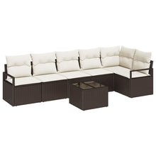 Bankstel met kussen 7 pcs Bruin poly rattan