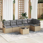 Tuinset poly rattan 7-delig beige